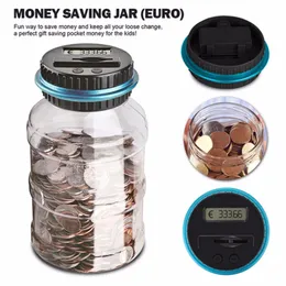 Bärbar storlek LCD Display Electronic Digital Counting Coin Bank Pengar Spara Box Jar Counter Bank Box Bästa gåva