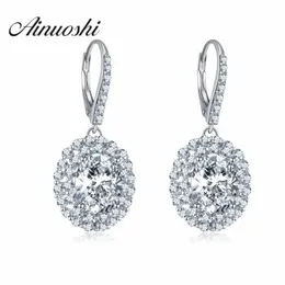 AINOUSHI Luxus Frauen Engagement Ohrring Oval Cut 4ct Weiß Sona Simulierte Tropfen Ohrring 925 Sterling Silber Heißer Hochzeit Schmuck Y200106