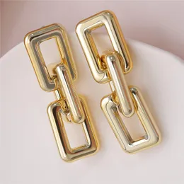 Hollow Out Square Stud Earrings Geometric Hip Hop Splicing Alloy Ear Drop Women Punk Party Gift Dangle Earring Jewelry Accessories