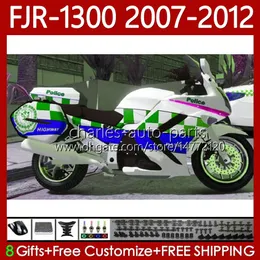 Body Green Blue Kit For Yamaha FJR-1300 FJR1300A FJR 1300 A CC 2001-2012 Bodywork 108NO.113 FJR-1300A 2008 2009 2010 2011 2012 FJR1300 07 08 09 10 11 12 OEM FLATING