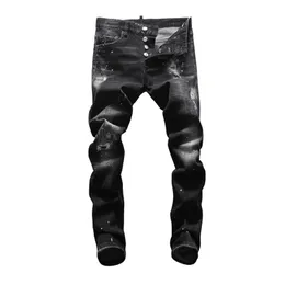 Европейские американские джинсы случайные известные бренд джинсы мужчины тонкие джинсовые брюки брюки черные дыры карандаш брюки бренд джинсы для мужчин 201111