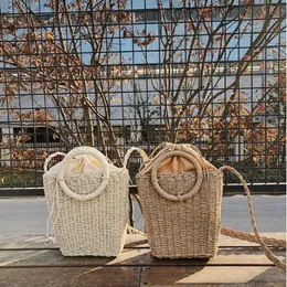 2020 Najnowsze Hot Summer Ladies Handmade Rattan Ring Słomiany Torba Torby Torby Crossbody Beach Square Torebka Torby