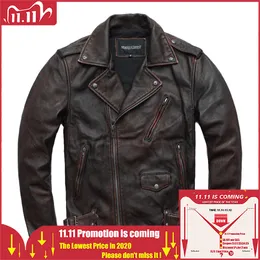 Vintage Motorcycle Jacket Men Genuine Leather Jackets 100% Cowhide Leather Coat Winter Biker Jacket Moto Clothing LJ201029