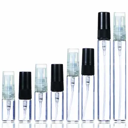 2ml 3ml 5ml Portable Spray Bottle Refillerbara Clear Glasflaskor Sample Kosmetiska Atomizers behållare för resor