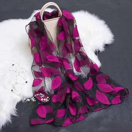 Hot Selling 180*70 Silk Embroidery Floral Scarves Women Winter Shawls Hijab Lace Wrap Poncho For Euro