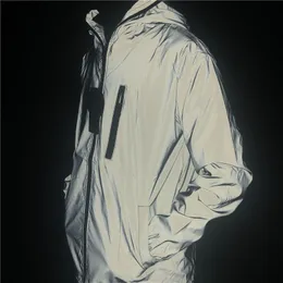 Nuevos hombres noche completa reflectante chaqueta bomber con capucha hip hop casual streetwear suelto rompevientos abrigos más tamaño 4xl x1217