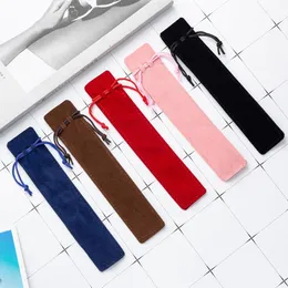 Pencil Case Double-sided Plush Velvet Pen Pouch Holder Single Pencil Bag Pen Case With Rope Office School Writing Supplies Student ZYY289
