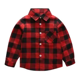 New Hot Sale Good Quality Boys Long Sleeve Shirt Gentleman Style Kids Plaid Shirts Spring Autumn Children Cotton Turn-Down Shirt