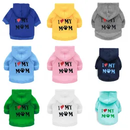 Teddy Winter Coat Hooded Pet Dog Clothes 'I love my Mom 'Printed Small Medium Dogs Chihuahua Teddy Jacket