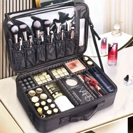 NXY Cosmetic Väskor MCAO Travel Makeup Case Stora Kapacitet Progressinal Organizer Divider Portable Artist Storage Tillbehör Box TJ3685 220302