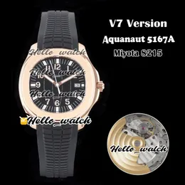 V7 Version 40mm New 5167 5167A-001 Miyota 8215 Automatic Mens Watch Black Texture Dial Rose Gold Case Rubber Strap Sport Watches Hello_Watch