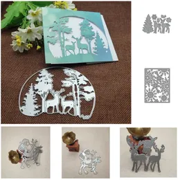 Julgran Animal Deer Frames Metal Cutting Dies Stencils Die Cut för DIY Scrapbooking Album Papperskort Juldekorationer HH9-3657