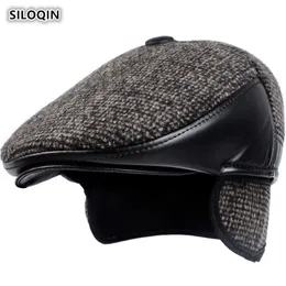 Siloqin Autumn zima nowy styl Trend w średnim wieku Gtraten Grusten Keep Warm Earmuffs Berets Prosty sportowy czapkę tato „hap y200110