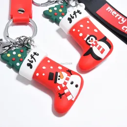 Cartoon Merry Christmas keychain pvc Christmas tree sock key ring bag hangs Christmas jewelry gift will and sandy new