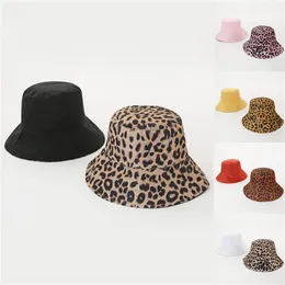 Wide Brim Hats 2021 Two Side Leopard Black Bucket Hat For Women Men Reversible Panama Sun Summer Ladies Korean Beach Fisherman