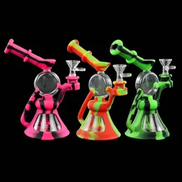 8 '' bongs de vidro fumar tubos bong tubos de água fumaça de fumaça de fumaça silicone para erva seca