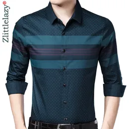 2020 Sosyal Uzun Kollu Çizgili Tasarımcı Gömlek Erkekler Slim Fit Vintage Modası erkek gömlek Adam Elbise Jersey Rahat Giyim 36780 LJ200925