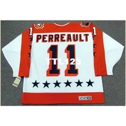 740 # 11 Gilbert Perreault 1984 País de Gales "All Star" CCM Vintage Retro Hóquei Jersey ou Personalizado Qualquer nome ou Número Retro Jersey