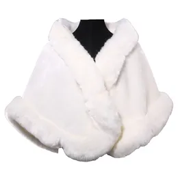Kobiety Fur Collar Faux Fur Coat Kobiety 2020 Szal Cloak Cape Wrap Bolero Ślub Okładki Szal Bridal