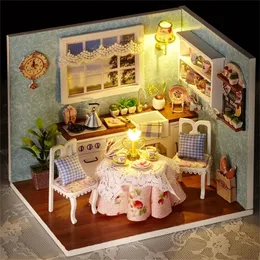 DIY Doll House Wooden Doll Houses Miniature Dollhouse Furniture Kit  Diornama Toys Casa for Children Christmas Gift L026