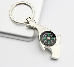 Metal Beer Kitchen Tool Keychain Creative Dolphin With Compass Bottle Opener Practical Purse Bag Buckle Key Ring SN3529