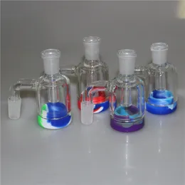 Catcher de cinzas de vidro de cachimbo com cores recipiente de silicone 14 mm fêmea masculina para bonício de silício de vidro Bongus de água Dab Rig