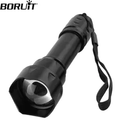 Boruit T20 Infraröd IR 850nm Night Vision Zoom LED ficklampa 18650 Batteribrännare IPX6 Waterprrof Lantern för jakt 211231