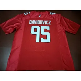 3740 Rutgers Scarlet Knight Justin Davidovicz #95 real Full embroidery College Jersey Size S-4XL or custom any name or number jersey