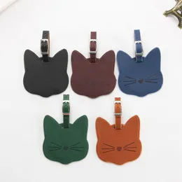 200PCs Cat Läder Väska Bagagelagtagning Bag Pendant Handväska Rese Tillbehör Namn ID Adress Taggar