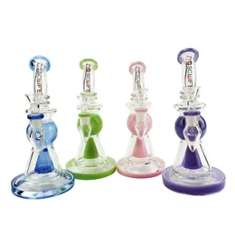 4 färg tjocka glas bong hookahs 8,5 inches hookah lång heady tjock vattenrör inline perc dab oljeplatta bängar tunga stora vax rosa bägare rör