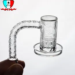 Kuvars Spinner Banger ile Derin Oyma Desenli Sigara Aksesuarları 10mm 14mm 19mm Erkek / Dab Rig Bong için Kadın Şeffaf Ortak