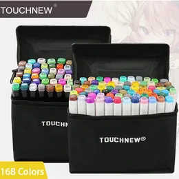 12 färger konstmarkör set alkoholbaserade skissmarkörer borstpenna för ritning manga design levererar 168 färger valfri Y200709