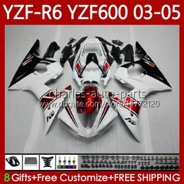 OEM Fairings for Yamaha YZF-R6 YZF R 6 600 CC YZF600 YZFR6 03 04 05 Body 95NO.18 YZF R6 600CC 2003 2004 2005 Cowling YZF-600 03-05 Motorcykel Bodywork Kit Red White Blk