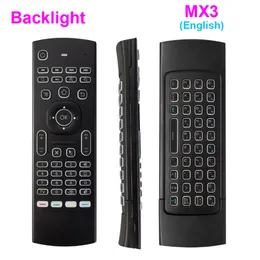 X8 Mini Tastiera con Microfono Retroilluminato 2.4 Ghz Wireless MX3 QWERTY IR Modalità di Apprendimento Fly Air Mouse Telecomando per PC Android TV Box MX3-M