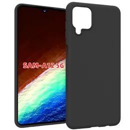 BLACK matte Soft TPU Slim non-slip Full-Body Protective Phone shockproof Case Cover for Samsung Galaxy A12 5G