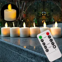 Pack of 6 or 12 Remote or Not Remote Battery Electronic Candles,Flameless Dancing Flame LED Swing Tea lights For Christmas Y200109