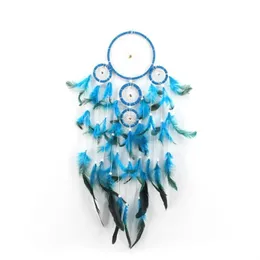 Natural Feather Dream Netto Catcher Handmade Make Wind Chime Blue Wall Wiszące Wyposażenie domu Udekoruj Ornament Delikatny New Arrival 11 5 Jy