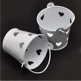 120PCS Mix Colors Hollow Out Mini Heart Tin Pail Candy Holder Small Bucket Sweet Holder Package Birthday Party Decors Chocolate Container