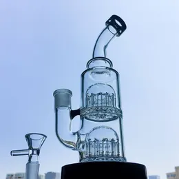 Mini Bong 12 Arm Trees Perc Hookahs Double Tree Perc Water Pipes 14 Female Joint With Bowl Glass Bongs Small Oil Dab Rigs