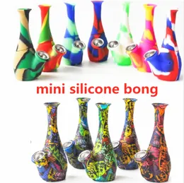 Vase Shape Silikon Rökpipor Hookahs Två delar med metall Bong Oljeplattformar för rök Offrable Printing Bongs