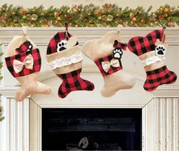 4 stilar Julgranar Ornament Party Decorations Christmas Pet Pendant Santa Christmas Stocking Candy Socks Väskor
