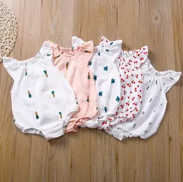 5 cores recém-nascido bebê romper verão macacão cereja cacto impresso menina infantil princesa onesies bodysuit roupas novas 2020