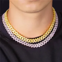 Hochwertige Bling-Ketten für Herren, 10 mm Breite, 40,6–61 cm, vergoldet, mit Bling-CZ-Stein, kubanische Kette, Halskette, Armband, Schmuck für Männer, Punk-Schmuck