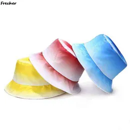 2021 di nuovo Modo 3D Stampa Cappello Della Benna delle Donne Degli Uomini di Estate Cappelli Panama Sfumatura di Colore Harajuku Hip Hop Berretti Cappello Da Pescatore G220311