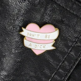 Heart Shaped Ribbon DON'T BE A DICK Pink Special Personality Tide New Brooch Creative Cartoon Lapel Denim Badge