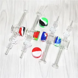 Wasserpfeifen 10 mm 14 mm Gelenk Glas Dab Stroh Nektar mit Quarzspitzen Glasbong Wasserpfeife für Bohrinseln 5 ml Silikonbehälter