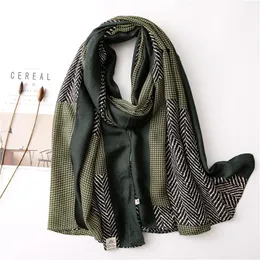 2020 Spring Women Scarf Plaid Patchwork Ladies Shawls and Wraps Soft Muslim Hijab Turbans Bandana Foulard