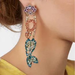 Stud BK Tribal Jewelry Mix Color Crystals Earrings Long Hollow Pendant Purple Blue Red Rhinestone Women Individualized GIft1