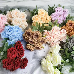 10 Köpfe 46 cm handgefertigte Schaumstoff-Rosen, künstliche Blumen, Brautstrauß, Hochzeit, Straßendekoration, Mariage Flores, Rosa-Kranz, Bastelblumen AL7691