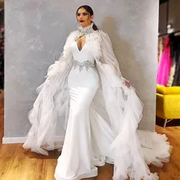 Muzułmańskie suknie ślubne z osnami vestidos de novia marszczyzny spódnica syrena ślubna sukienki iluzja